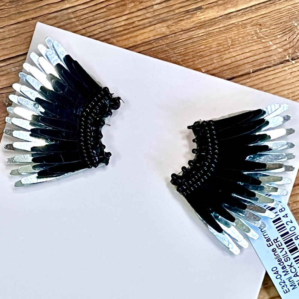 NWT Mignonne Gavigan Mini Madeline Earrings Black Silver - Picture 8 of 16